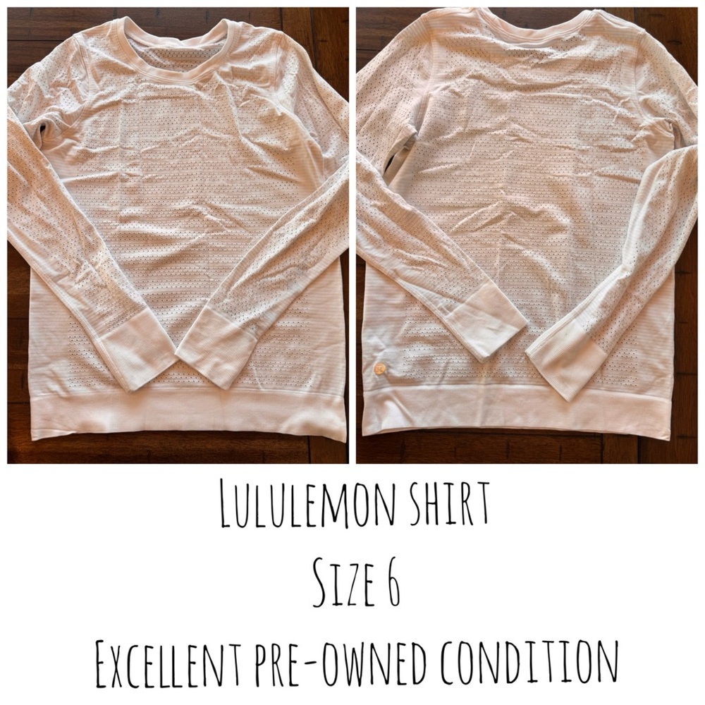 Lululemon Swiftly Tech Perforated White Long Sleeve Shirt Size 6 - Picture 3 of 6